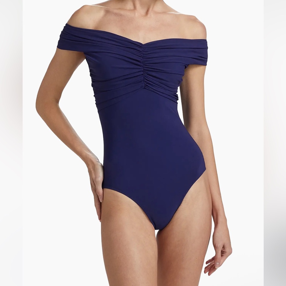 Chiara Boni La Hasmy Ruched One-Piece Swimsuit Size 6 NWT